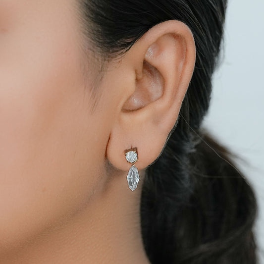 Step Cut Marquise Diamond Threaded Dangle Earrings