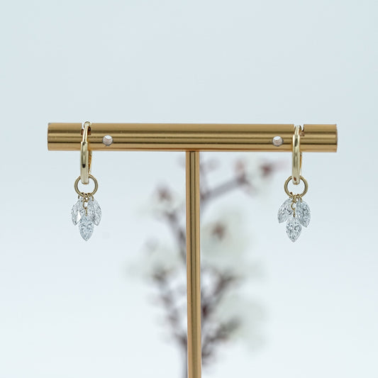 Marquise Diamond Dangle Hoop Charm Earrings
