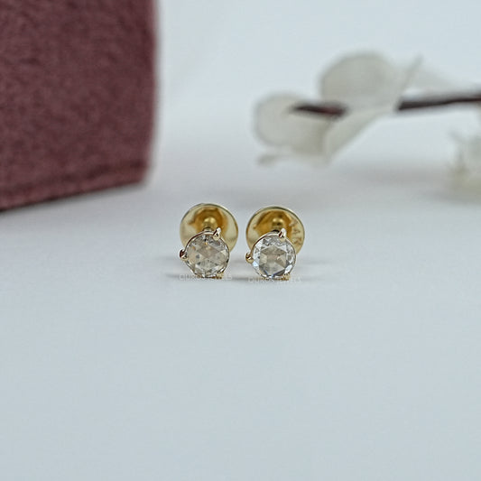 Rose Cut Round Diamond Stud Earrings