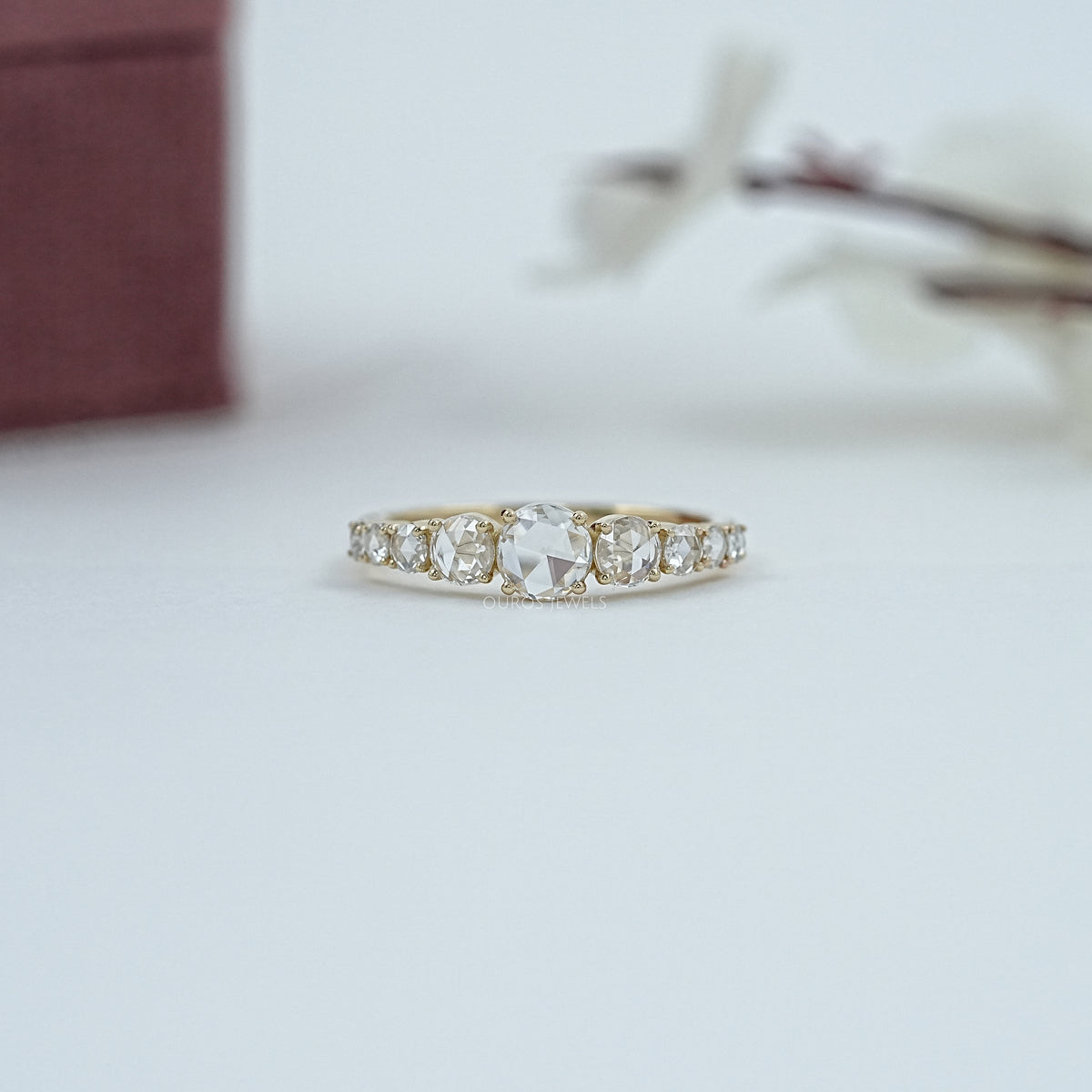 Round Rose Cut Diamond Wedding Band