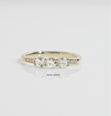 Round Rose Cut Diamond Accent Ring