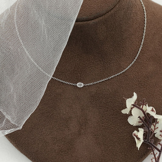 Oval Cut Diamond Solitaire Necklace
