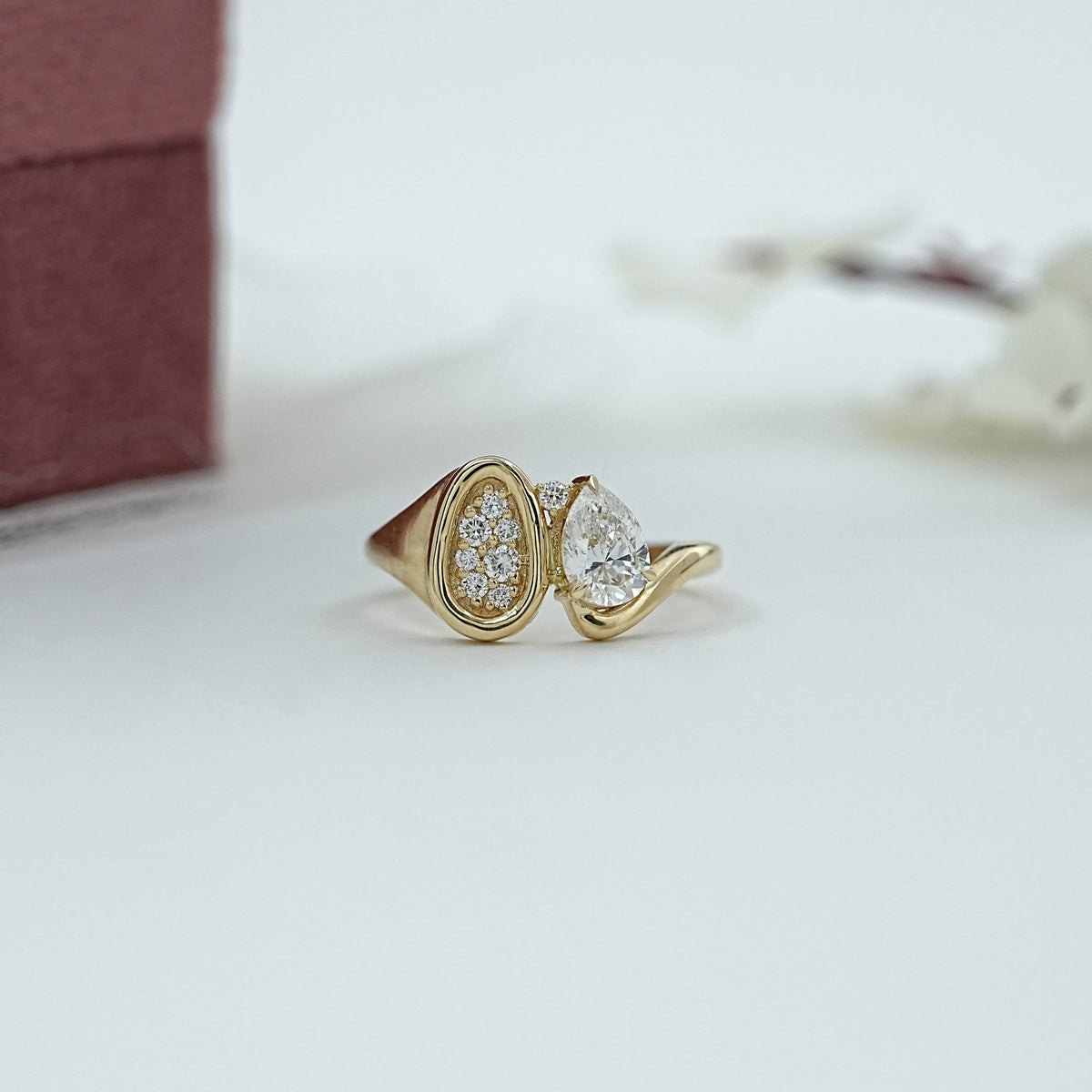 Pear Cut Diamond Antique Bezel Set Toi Moi Ring