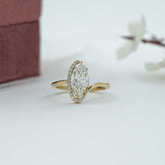 Marquise Cut Halo Diamond Engagement Ring