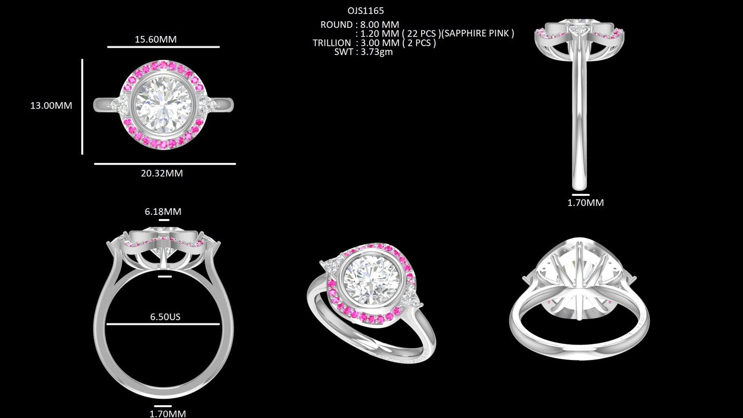 Old European Round Diamond Halo Engagement Ring