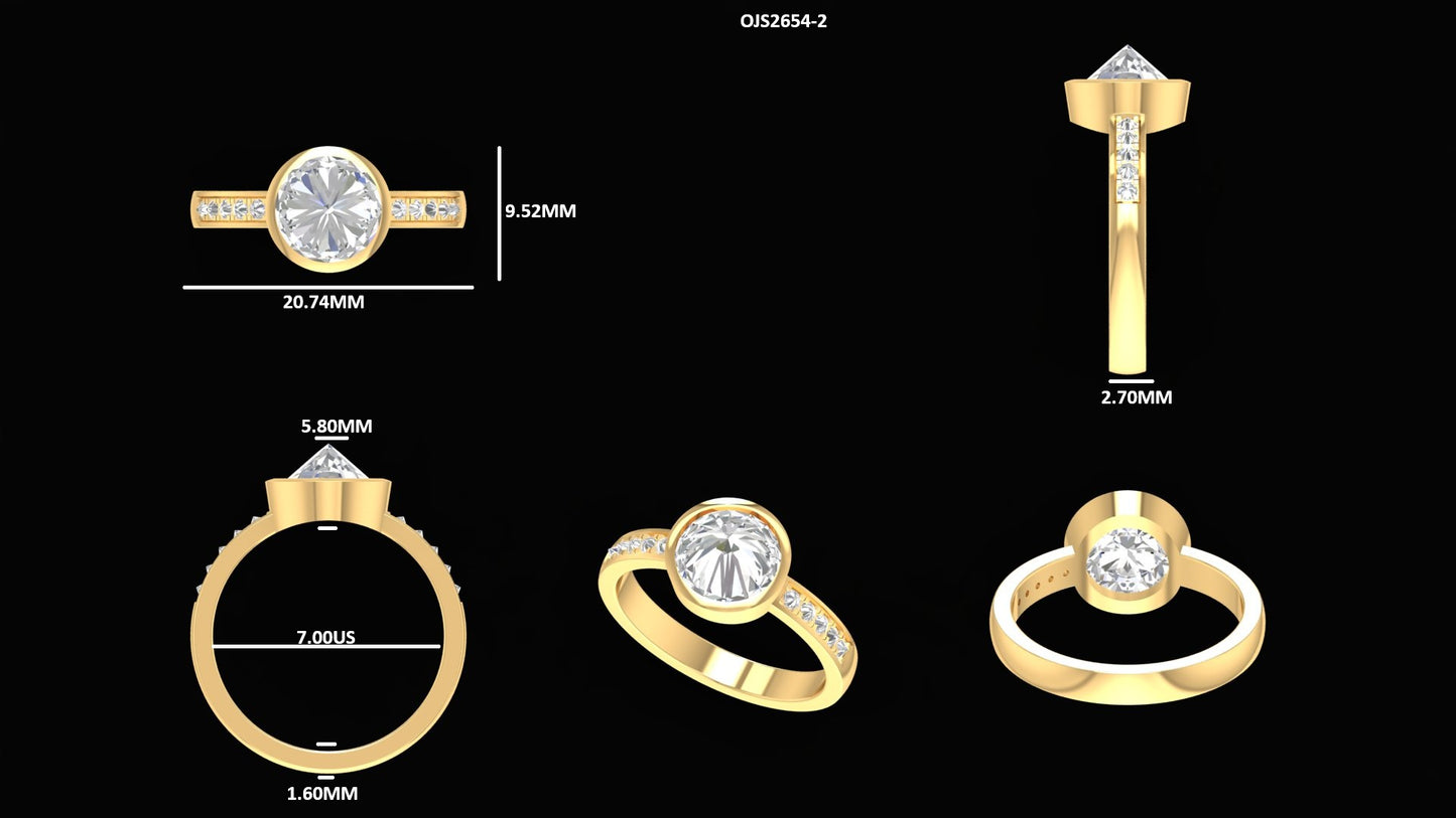 Rose Cut Round Bezel Set Accent Ring