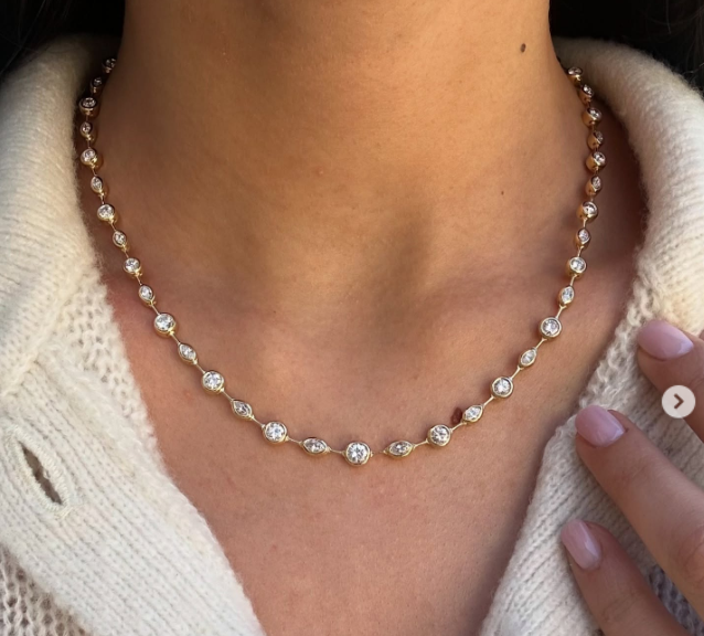 Old Mine Marquise And OEC Tennis Necklace