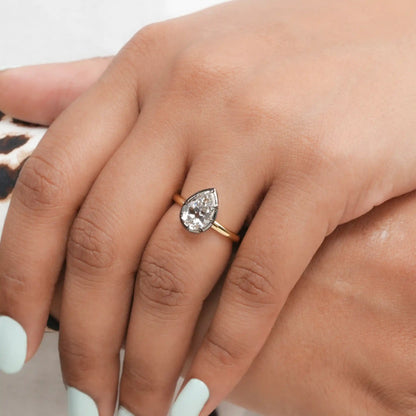 2.60 Carat Old Cut Pear Solitaire Lab Diamond Ring