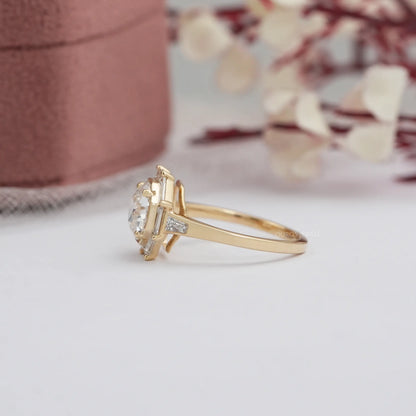 Solitaire OEC Round Cut Halo Diamond Ring