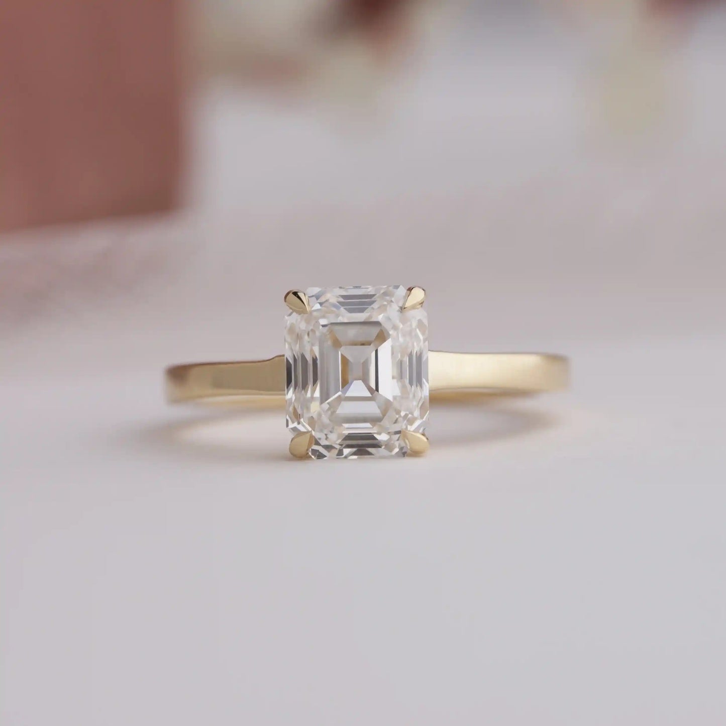 Old Mine Emerald Cut Solitaire Diamond Engagement Ring
