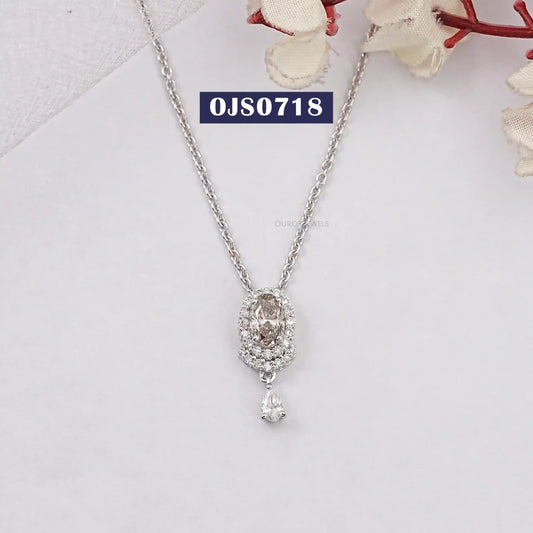 Olive Oval Cut Lab Diamond Bail With Pendant
