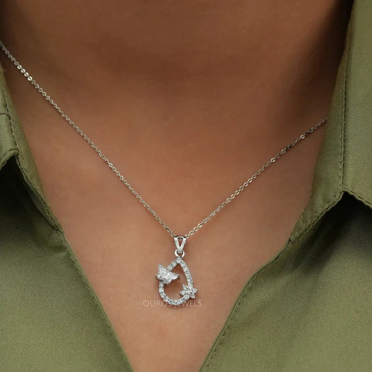 Butterfly Cut Lab Diamond  Pendant