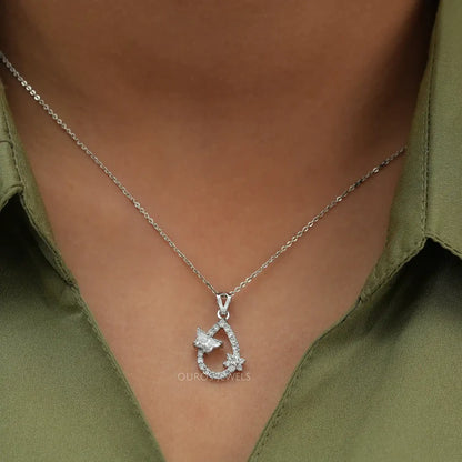 Butterfly Cut Lab Diamond  Pendant