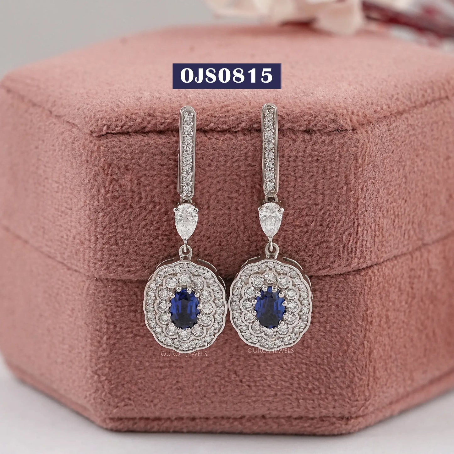 Oval Cut Blue Gemstone Drop Dangle Earring