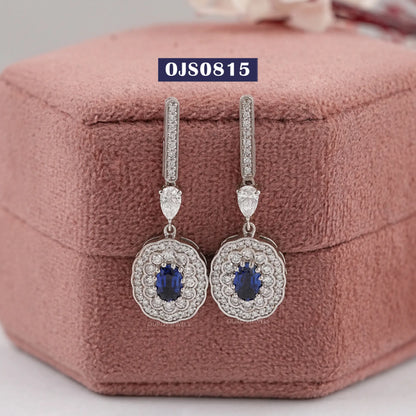 Oval Cut Blue Gemstone Drop Dangle Earring