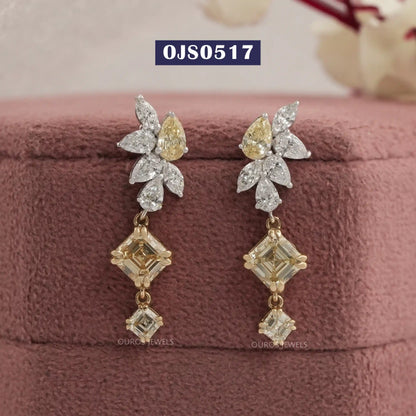 Yellow Pear Cut Chandelier Bridal Earrings