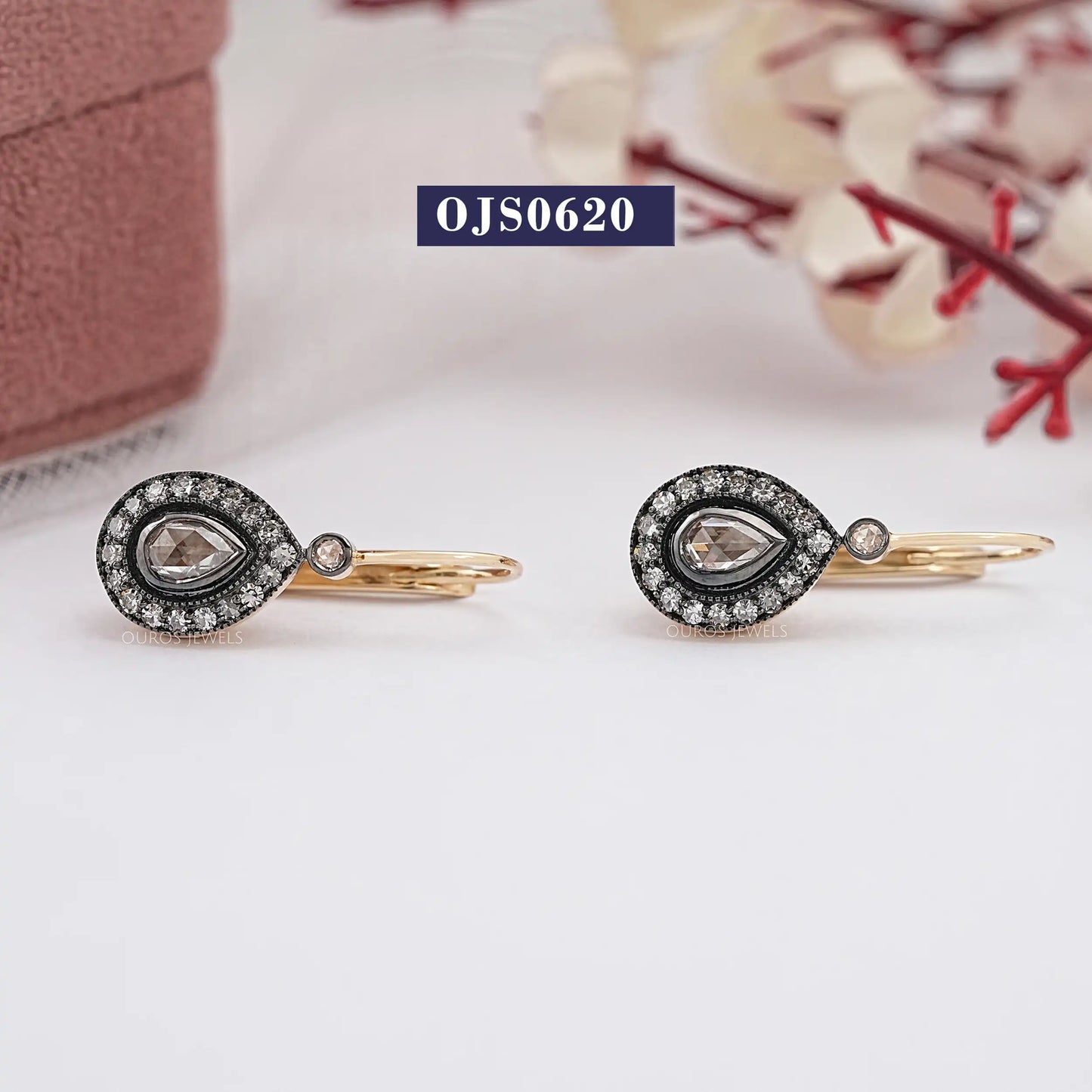 Pear Cut Halo Lab Diamond Dangle Earring