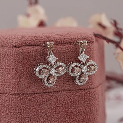 Flower Shape Pear Cut Chocolate Lab Diamond Earring