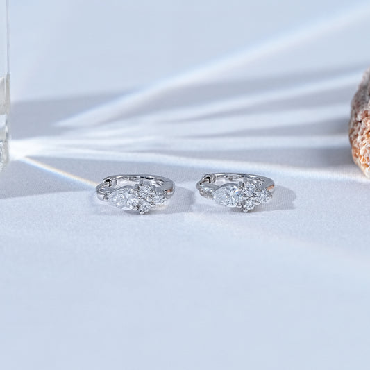 Pear And Round Lab Diamond Hoop Earrings