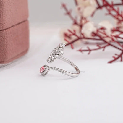 Pink Pear Cut Diamond Open Ring