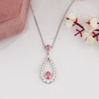 Pink Pear Cut Diamond Pendant Necklace