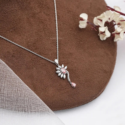 Fancy Pink Pear Cut Lab Diamond Pendant