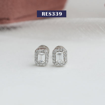 Emerald Diamond Halo Earrings