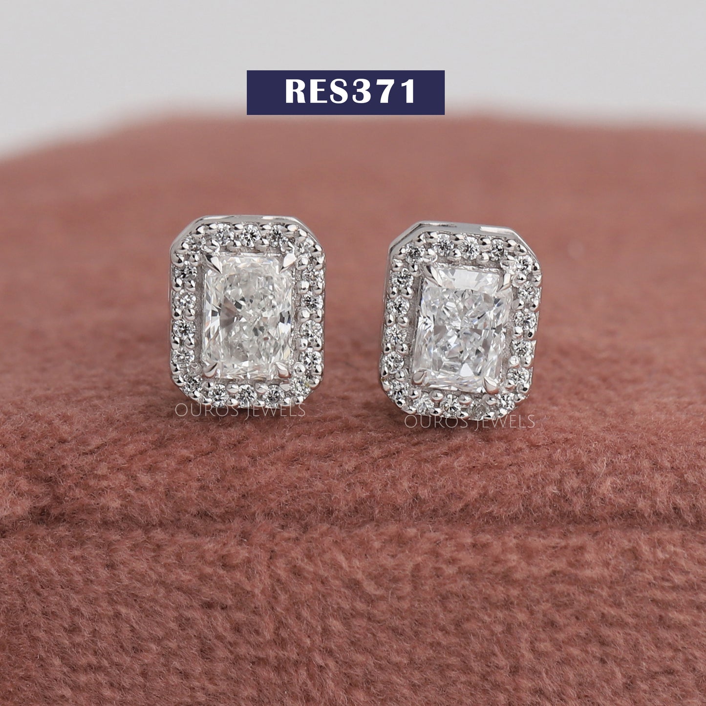 Halo Radiant  Cut Lab Diamond  Earrings