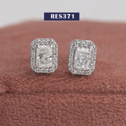 Halo Radiant  Cut Lab Diamond  Earrings