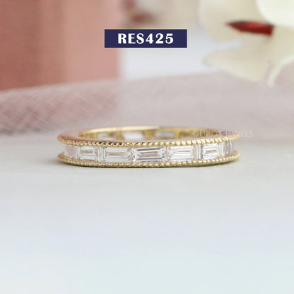 Baguette  Cut  channel  Set Wedding  Band