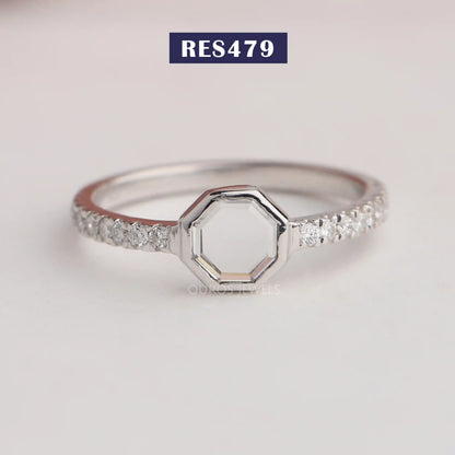 Octagon  Cut Lab Solitaire  Accent Ring