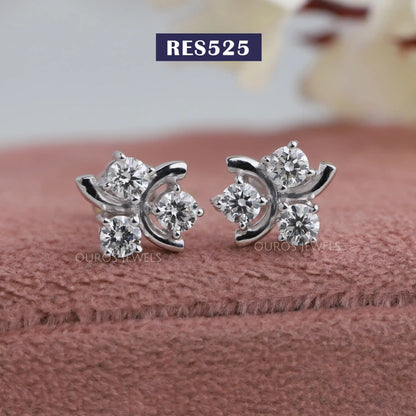 Twisted Round  Cut  Stud  Earrings