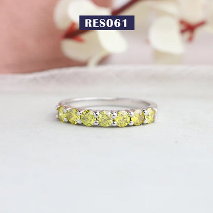 Yellow Round Half Eternity Ring