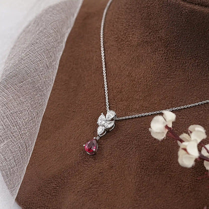 Red Pear Cut Lab Diamond Pendant