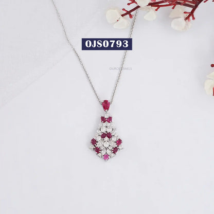 Red Pear Cut Lab Grown Gemstone Pendant