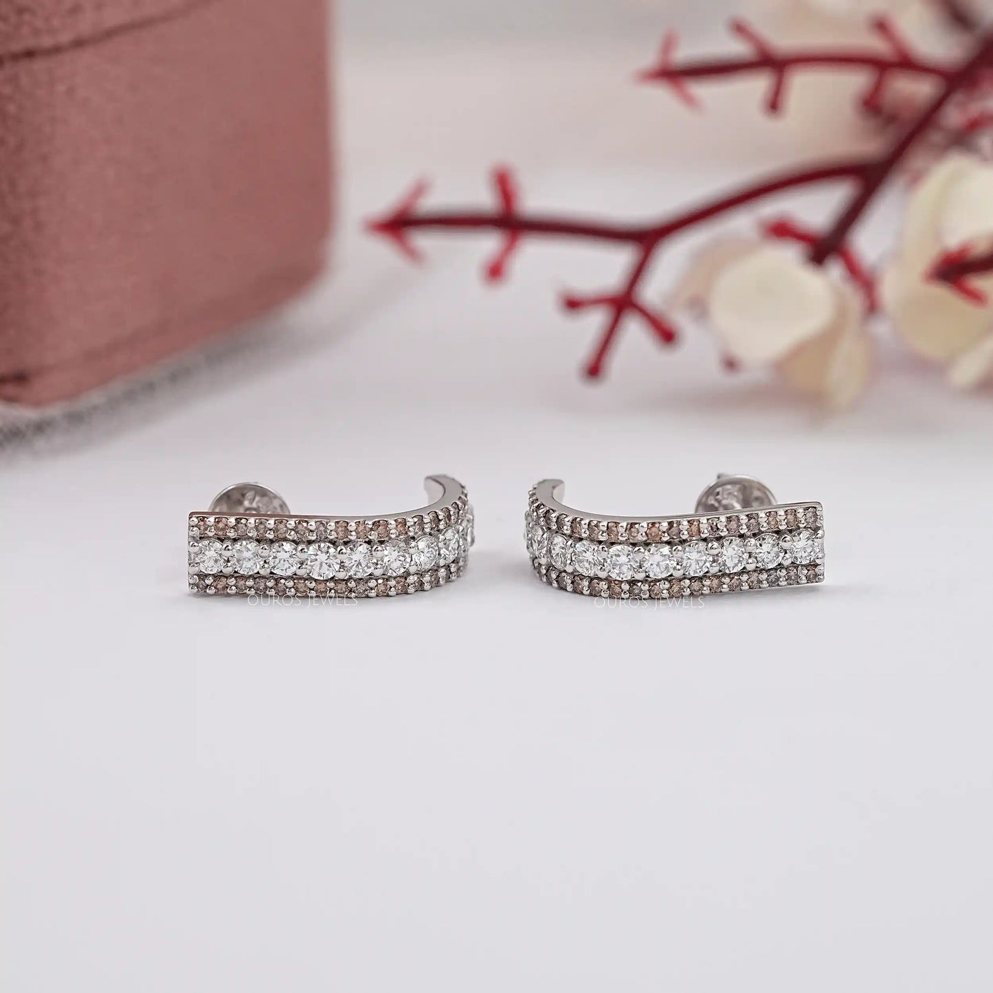 Chocolate Round Cut Bar Earring