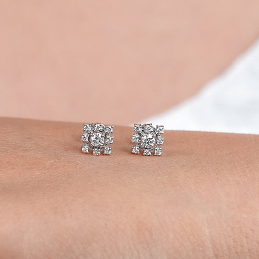 Round Cut Lab Halo Diamond Stud Earrings