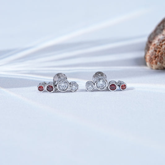 Round Gemstone And Lab Diamond Dangle Earrings