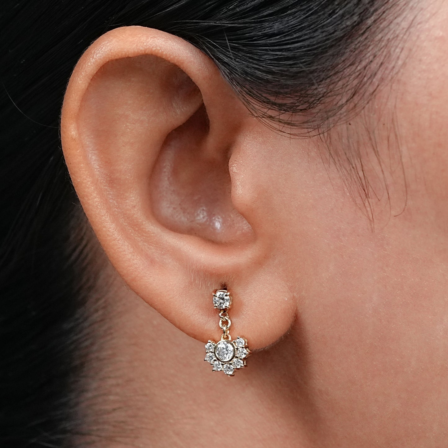 Round Lab Diamond Dangle Drop Earrings
