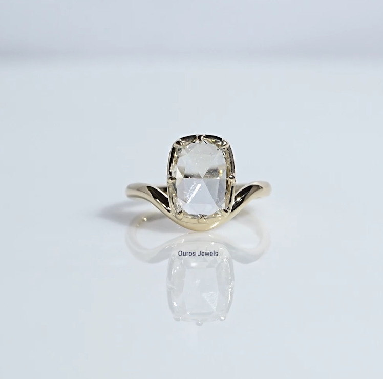 Rose Cut Elongated Cushion Curved Ring