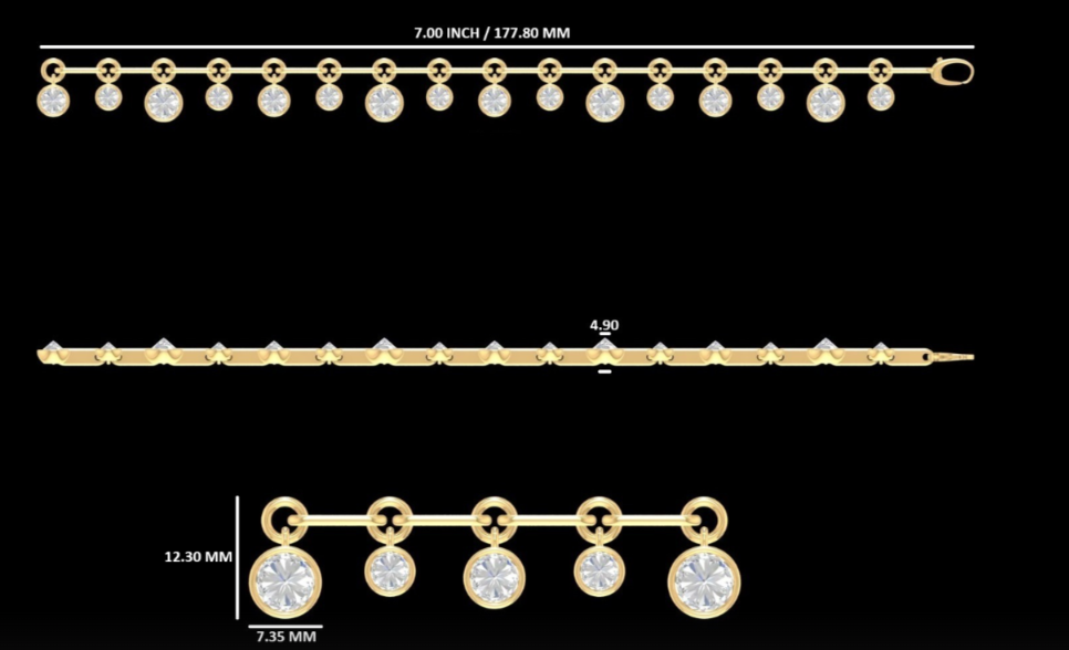 Rose Cut Round Diamond Chain Bracelet