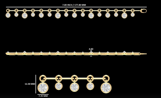 Rose Cut Round Diamond Chain Bracelet