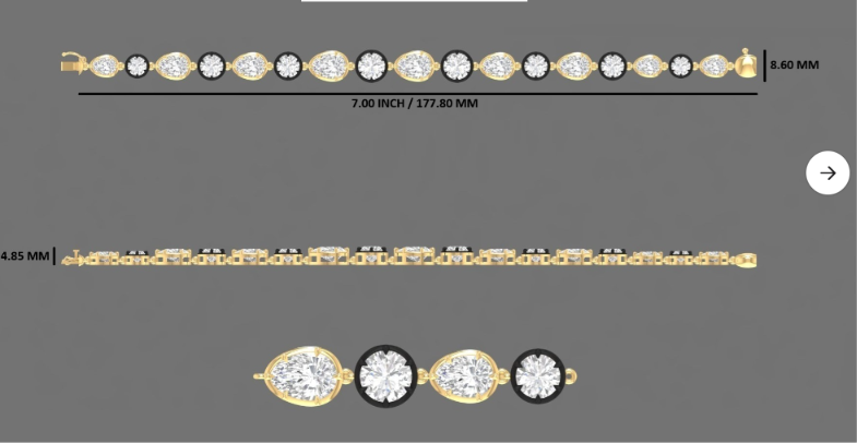 Old Mine Pear & OEC Round Lab Diamond Bracelet