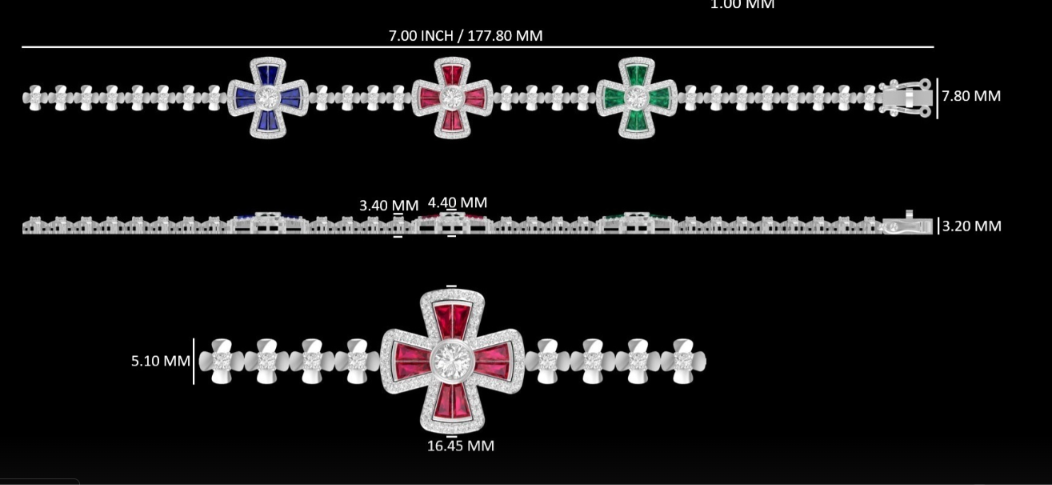 Tapered Baguette Gemstone  Bracelet