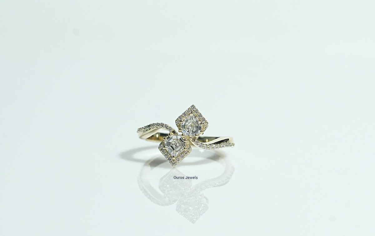 Two Stone Loss Cut Lab Diamond Accent Ring