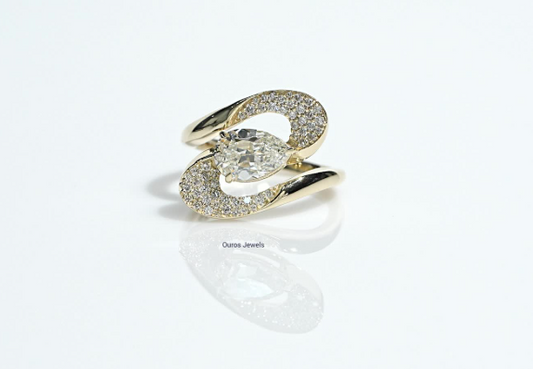 Old Mine Pear Lab Diamond Engagement Ring