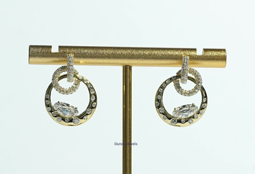 Old Mine Moval Lab Diamond Dangle Drop Earrings
