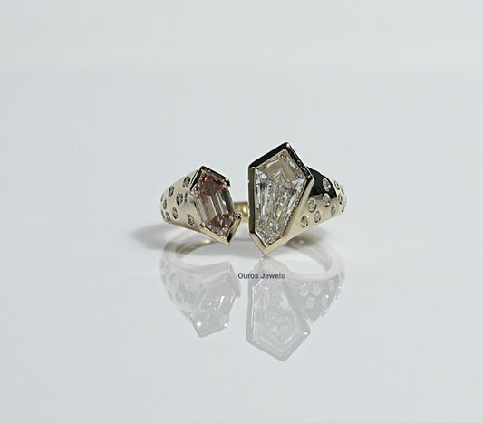 Champagne Step Cut Dutch Marquise Bezel Open Cuff Ring