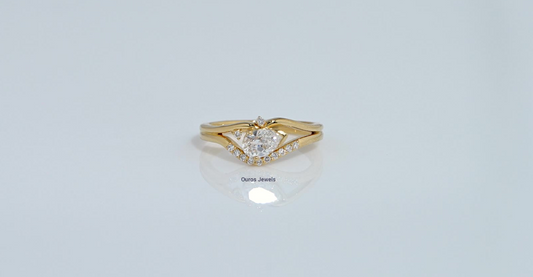 Half Bezel Old Mine Pear Split Curved Ring