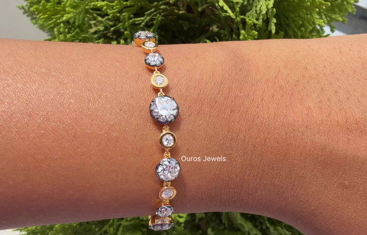 Black Coating And Bezel Old European Round Diamond Tennis Bracelet